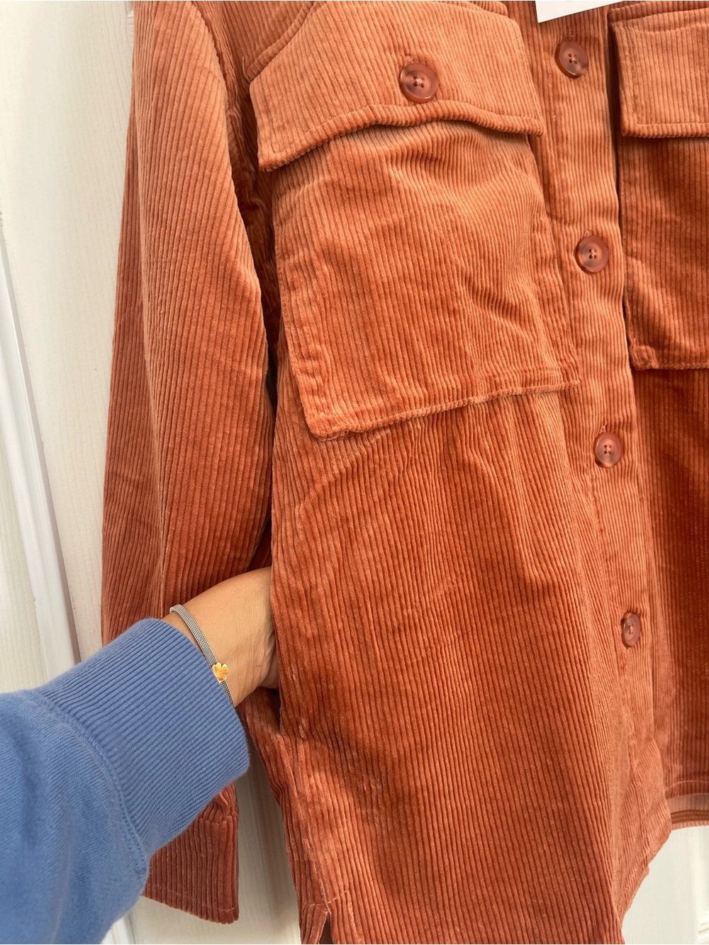 Corduroy Oversized Shacket in Rust - Women Jackets & Coats - Picture 7 of 7